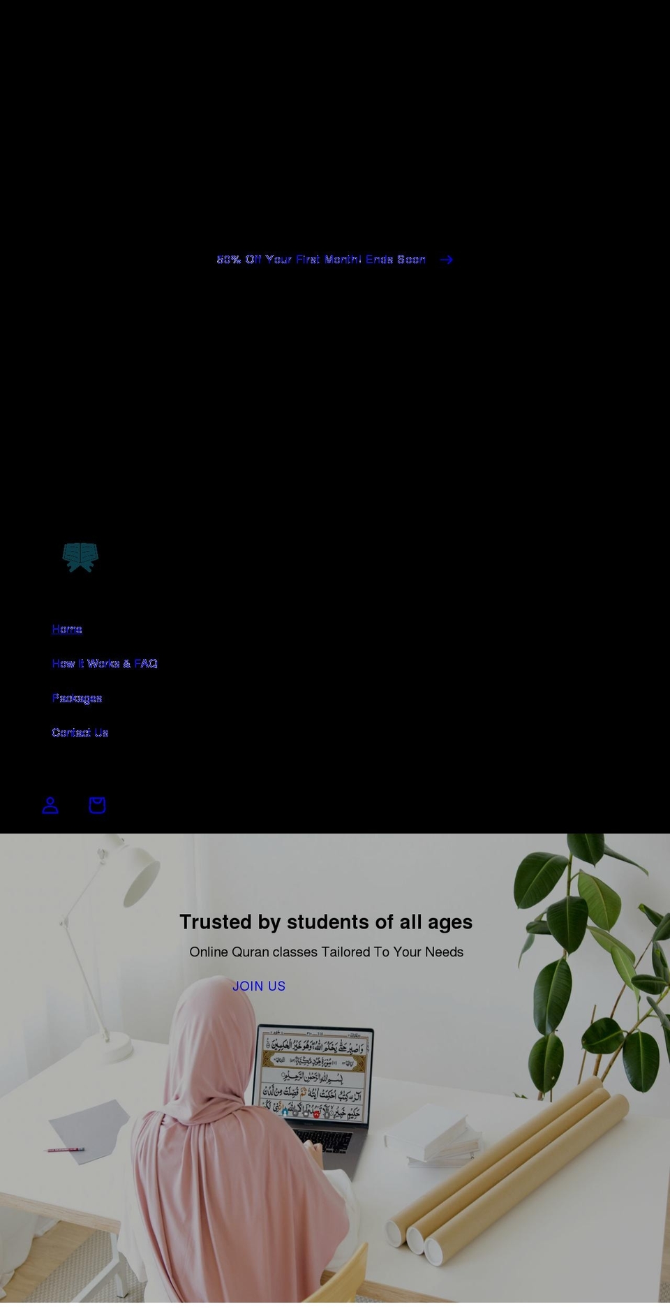 virtualquranschool.com shopify website screenshot