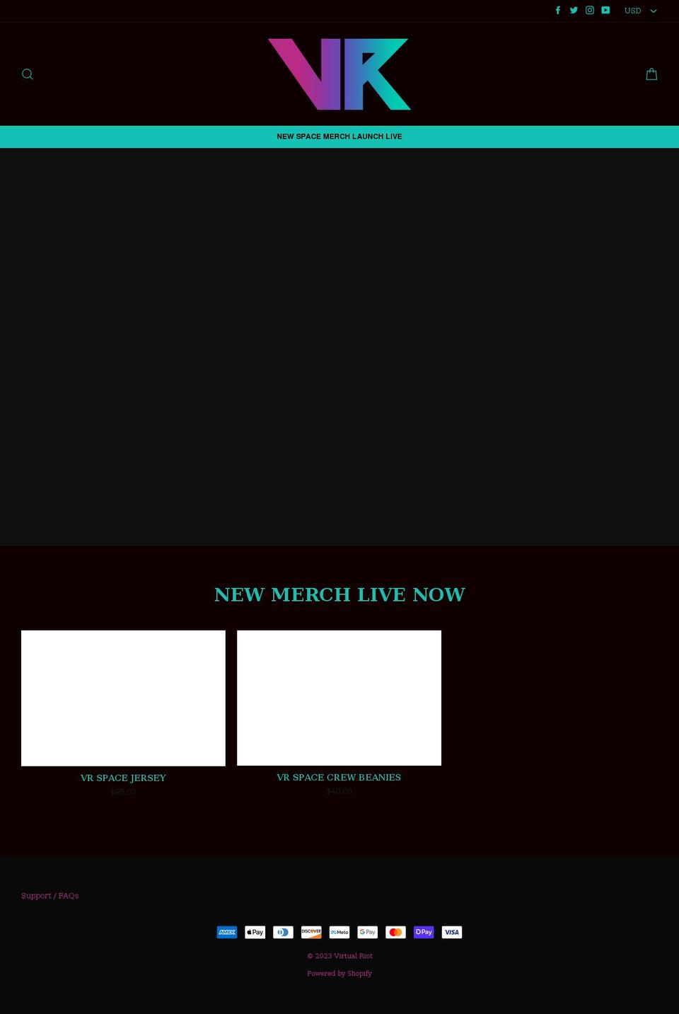 virtualriotmerch.com shopify website screenshot