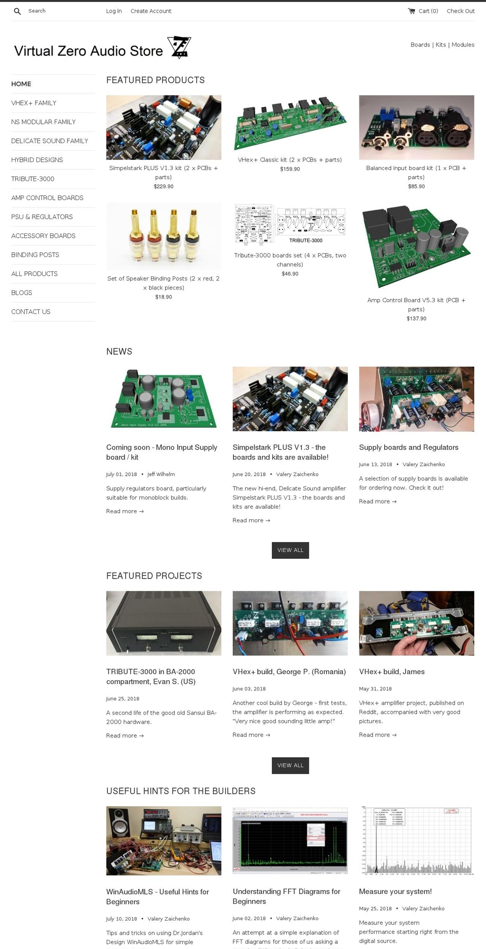 virtualzeroaudio.com shopify website screenshot