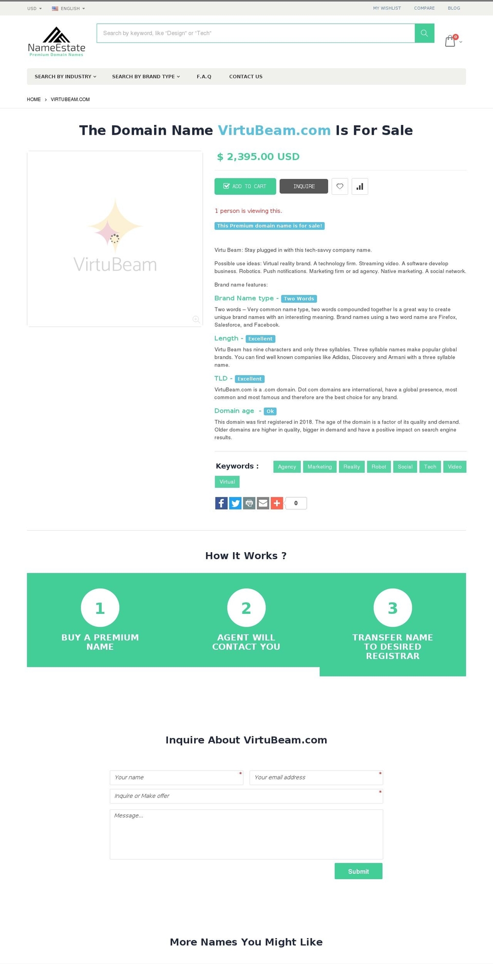 virtubeam.com — Shopify storefront screenshot