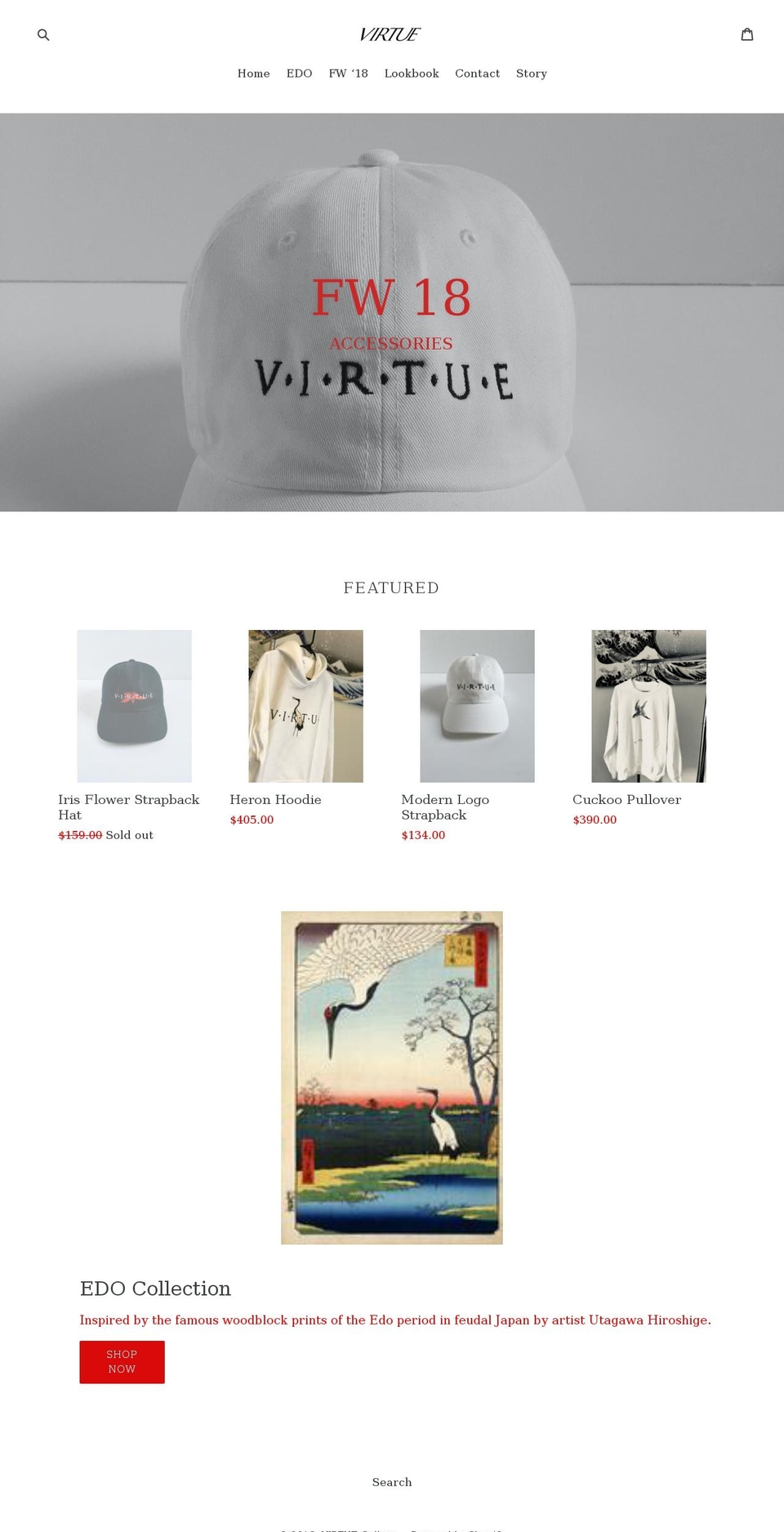 virtueclothingshop.com — Shopify storefront screenshot