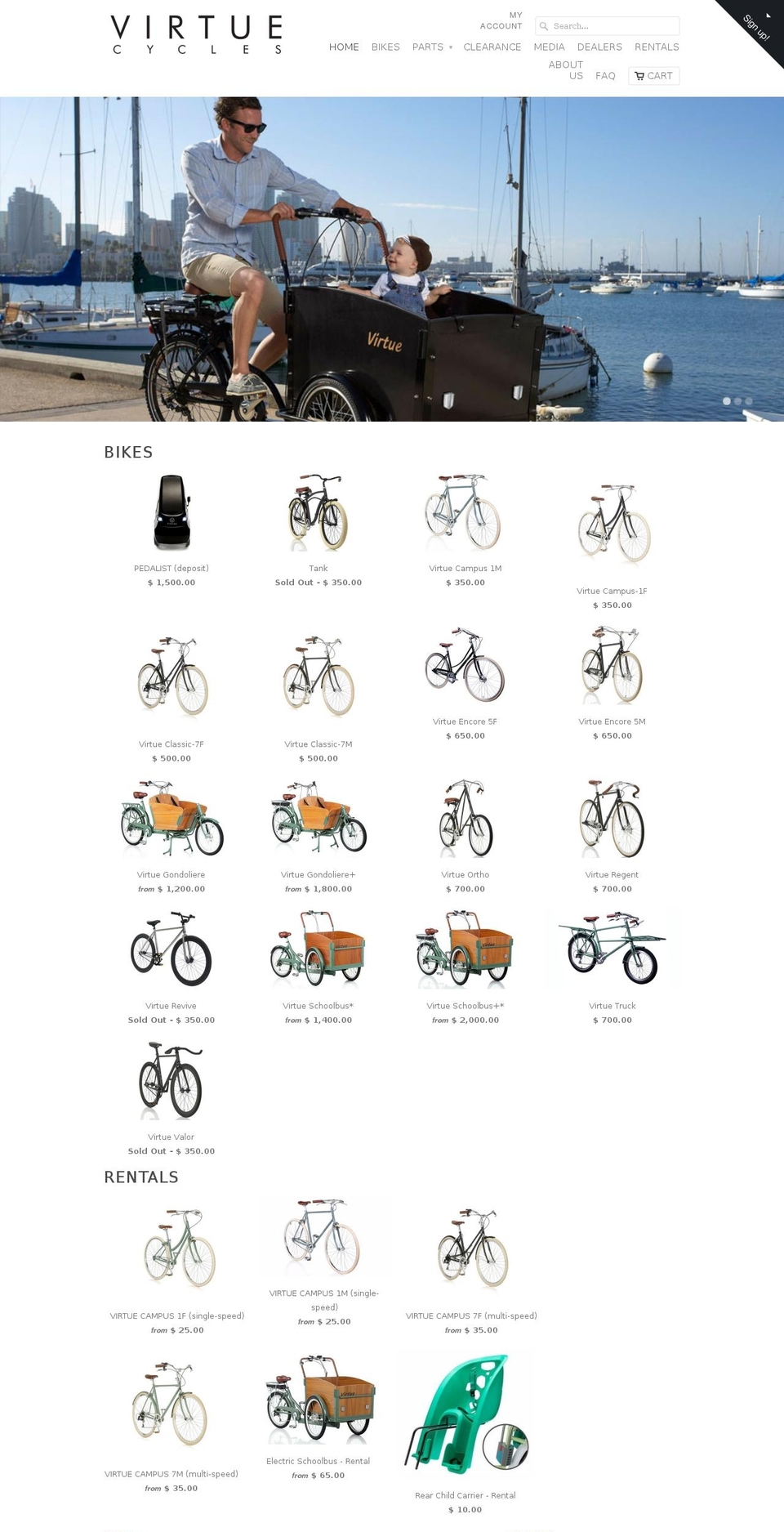 virtuecycles.com shopify website screenshot