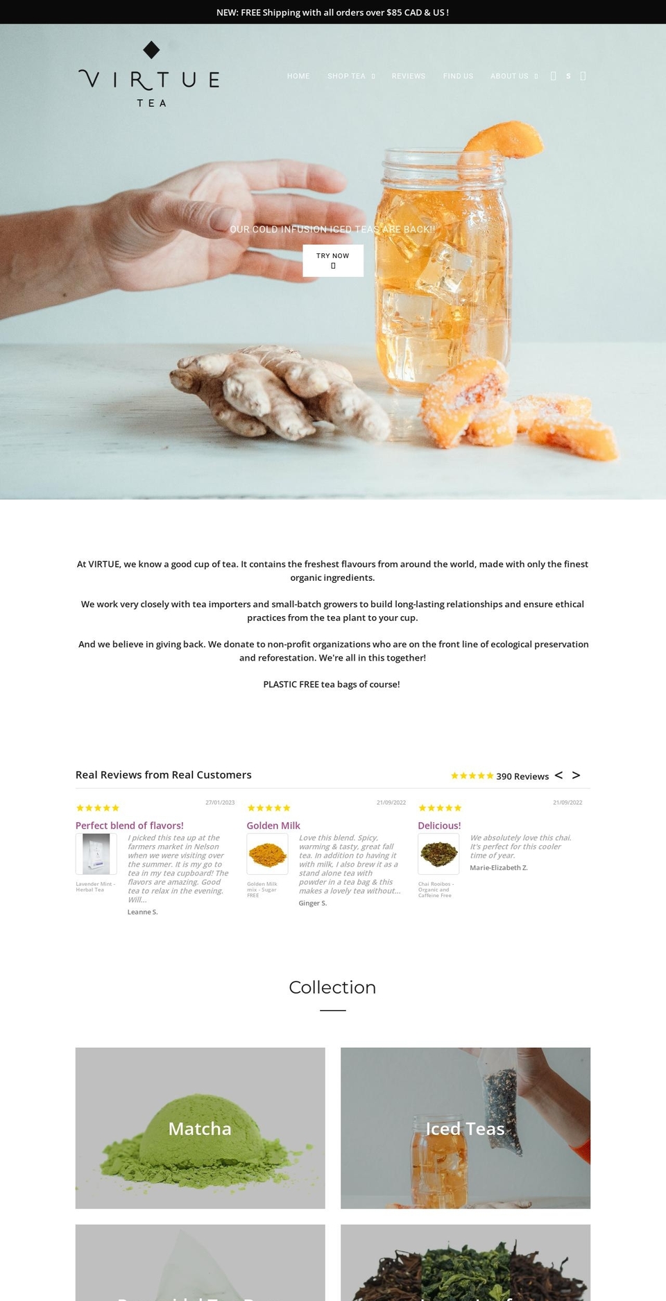 virtuetea.ca shopify website screenshot