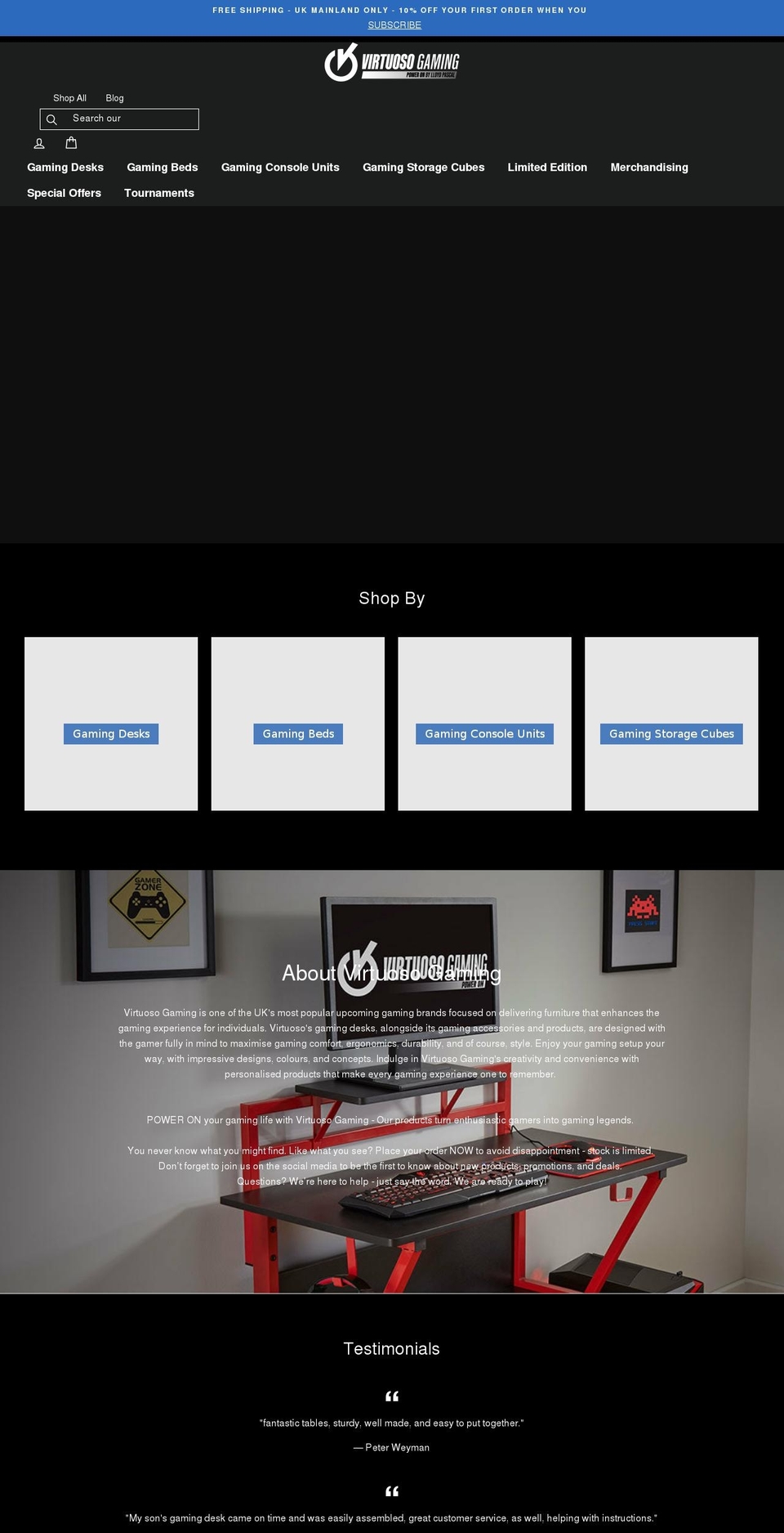 virtuosogaming.co.uk shopify website screenshot