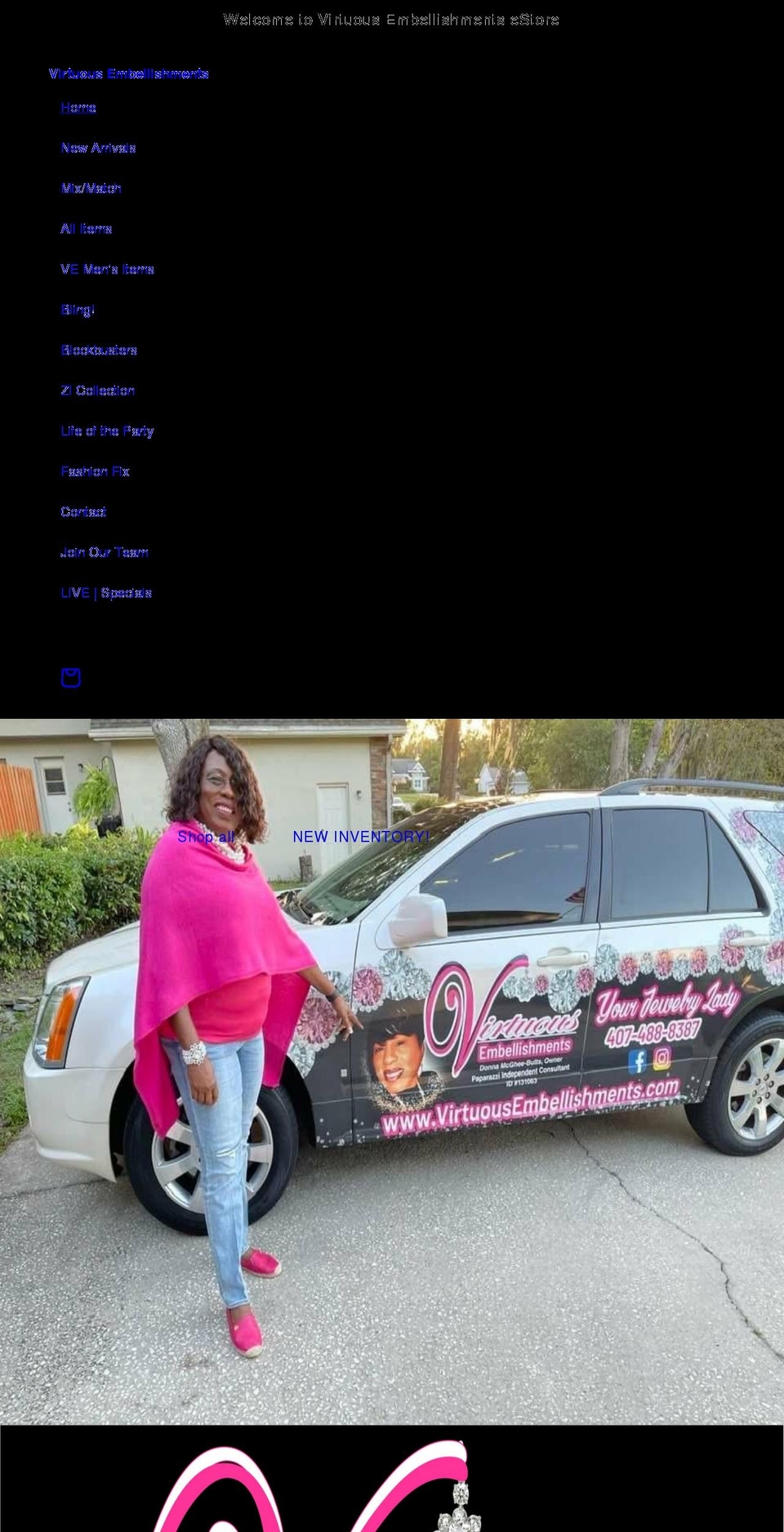 virtuousembellishments.com shopify website screenshot