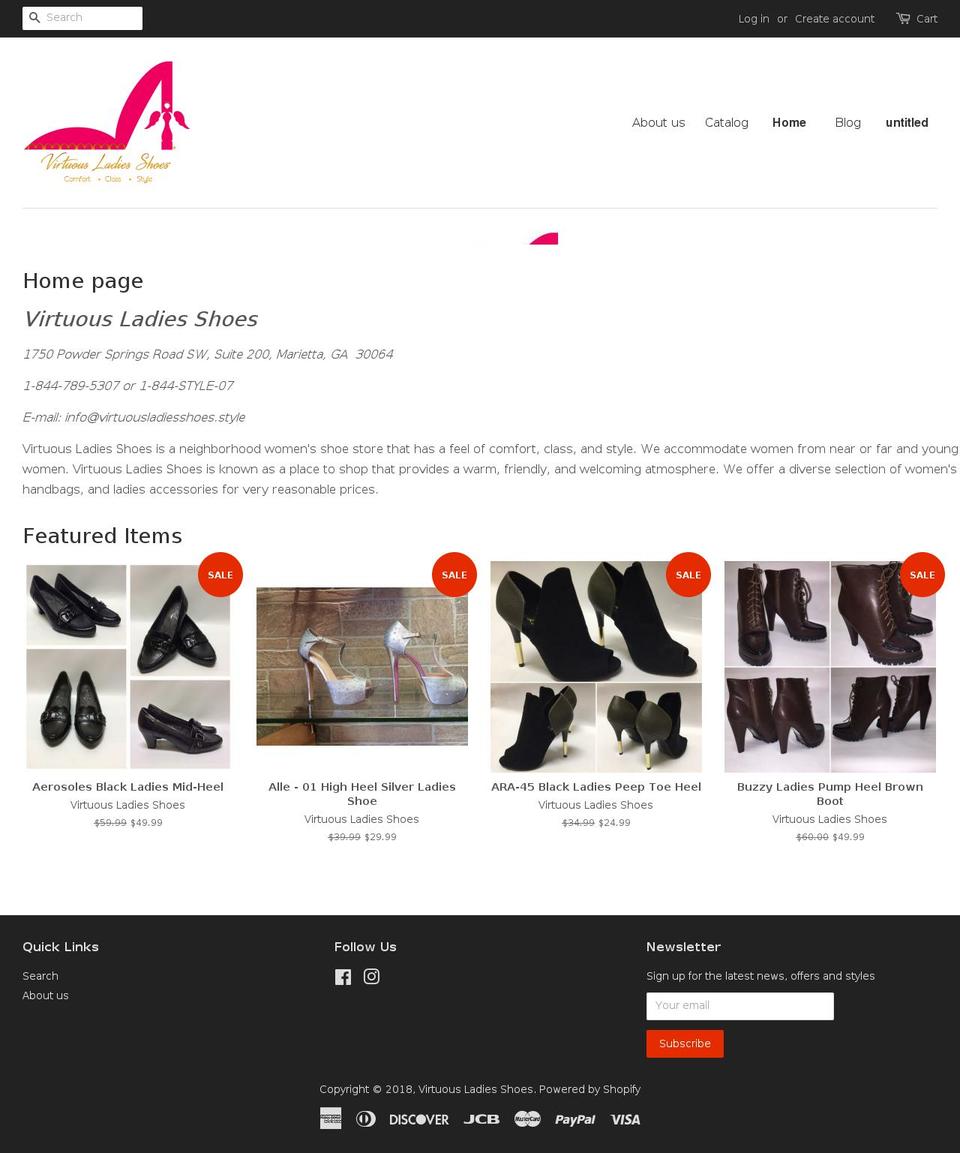 virtuousladiesshoes.style shopify website screenshot