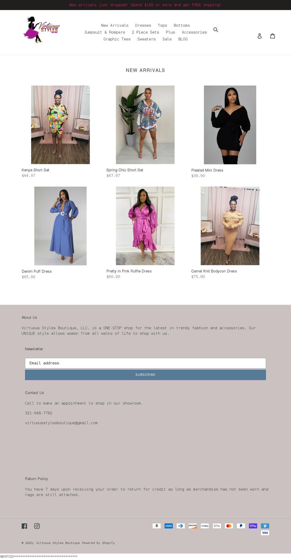 virtuousstylesboutique.com shopify website screenshot
