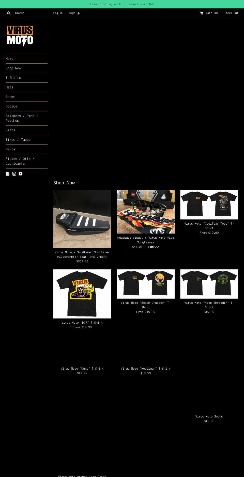 virusmoto.com shopify website screenshot