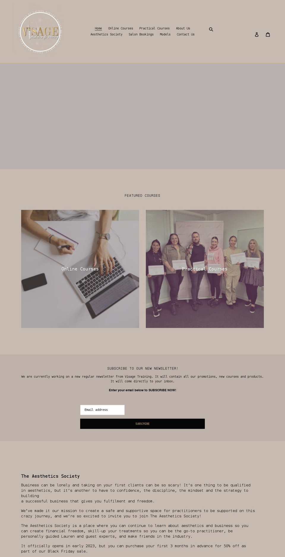 visagetraining.com shopify website screenshot