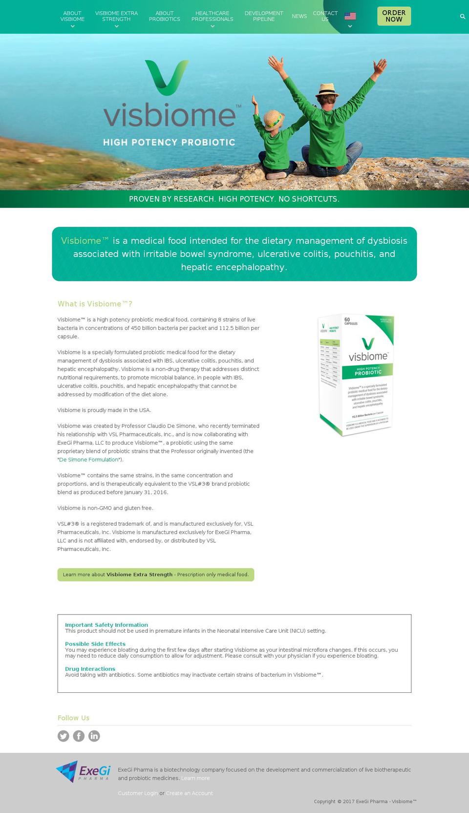 visbiome.com shopify website screenshot