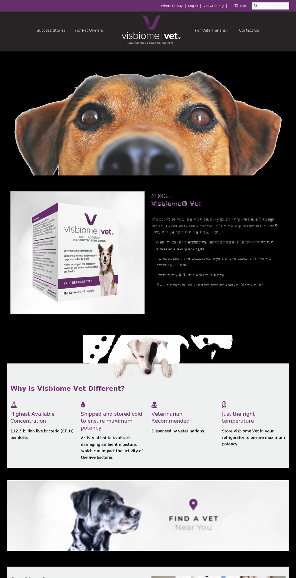 visbiome4dogs.com — Shopify storefront screenshot