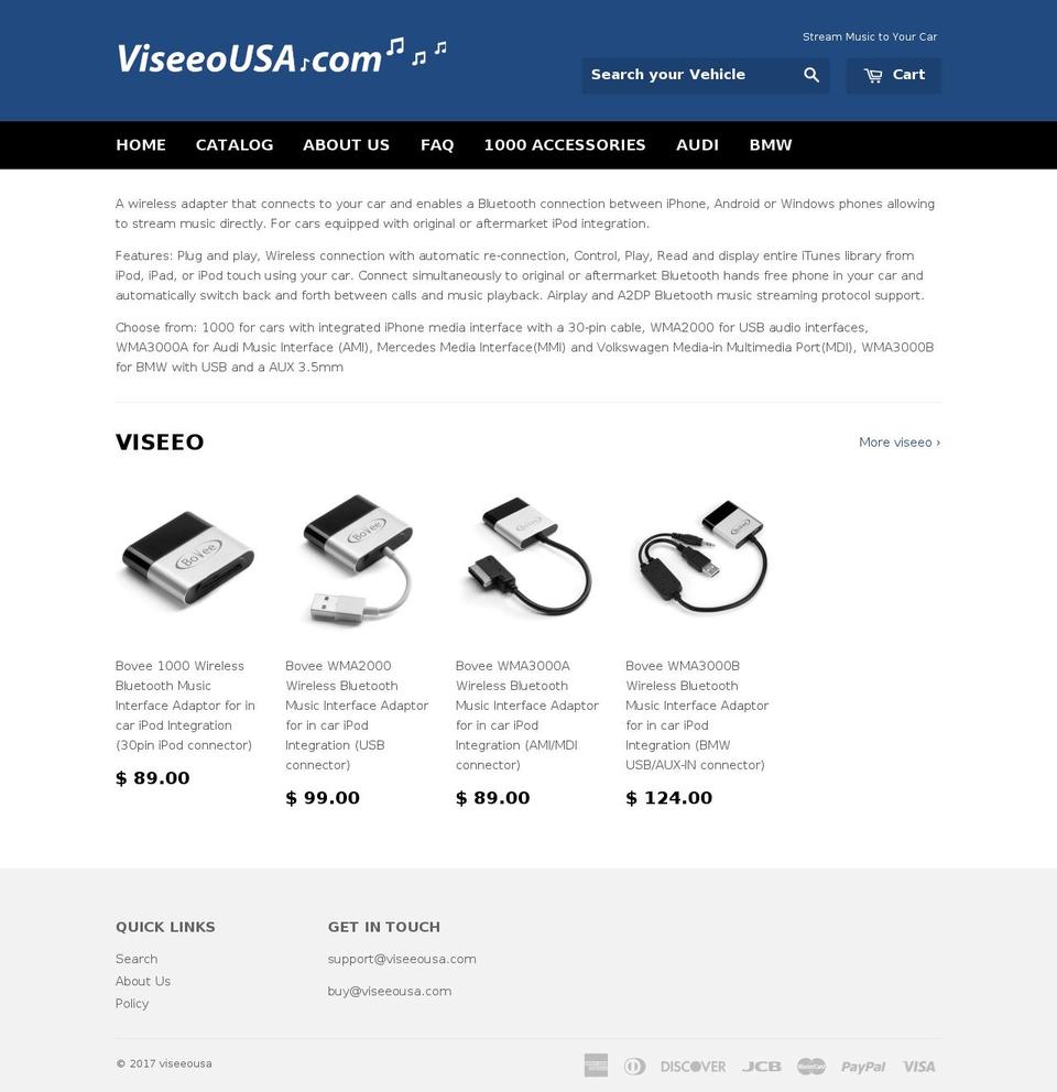 viseeousa.com shopify website screenshot