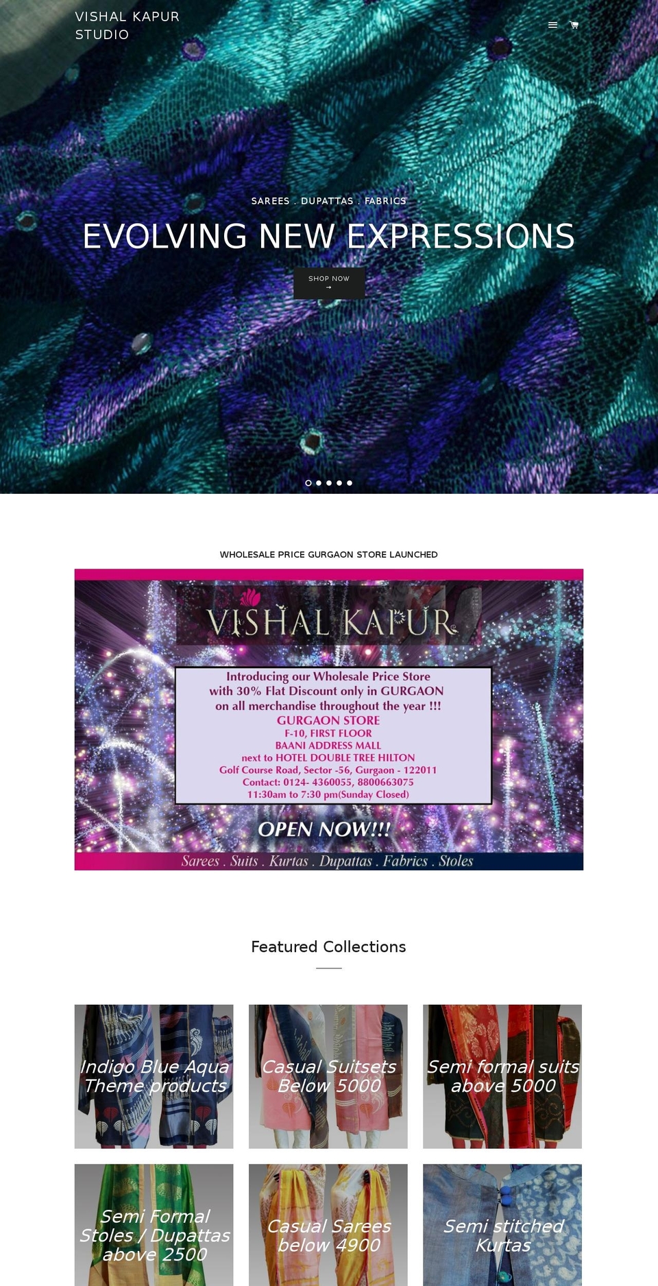 vishalkapurstudio.com shopify website screenshot