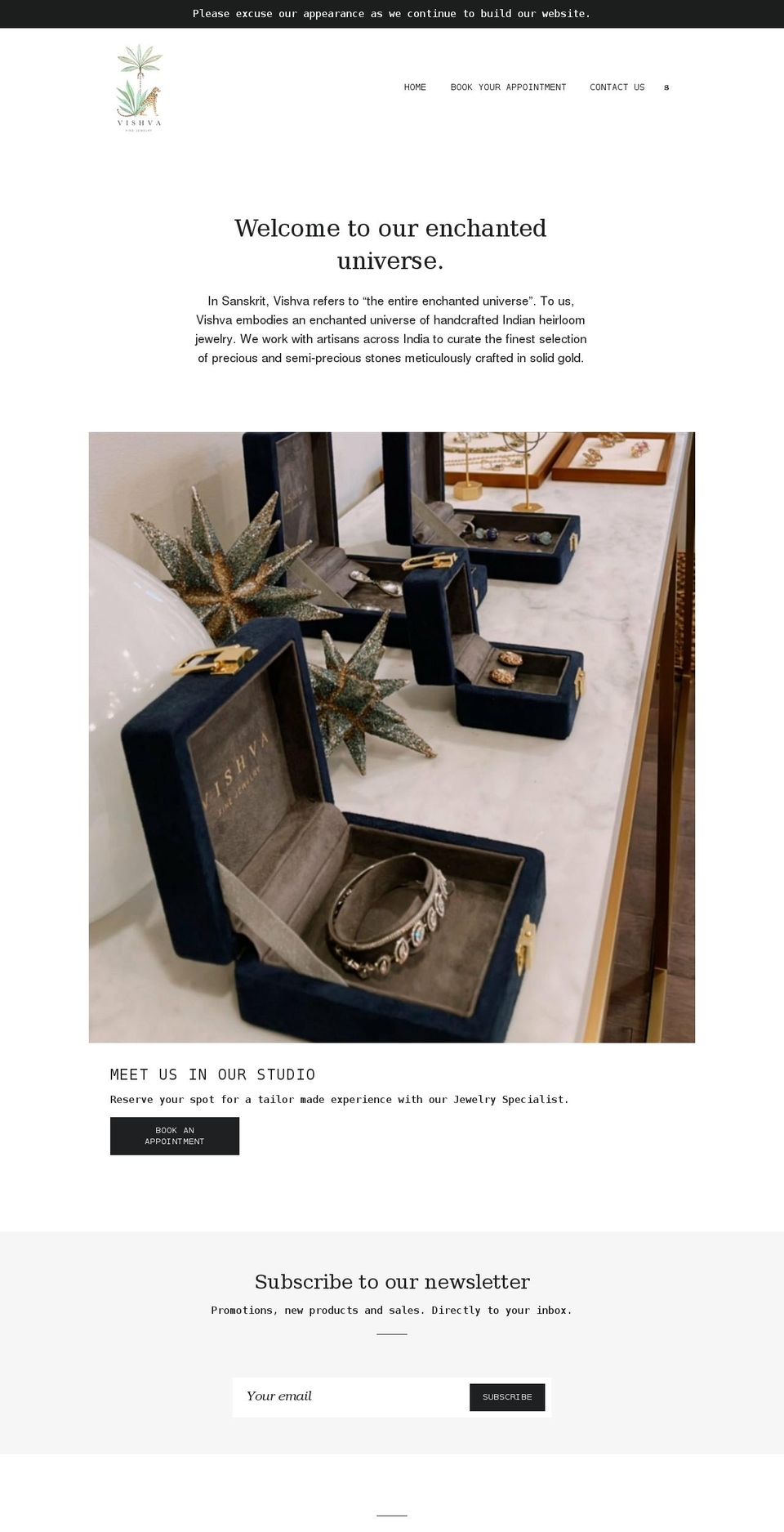 vishvafinejewelry.com shopify website screenshot