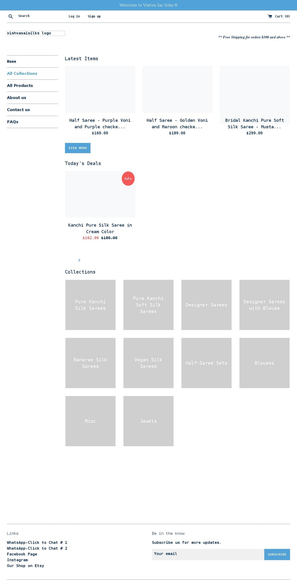 vishvasaisilks.com shopify website screenshot