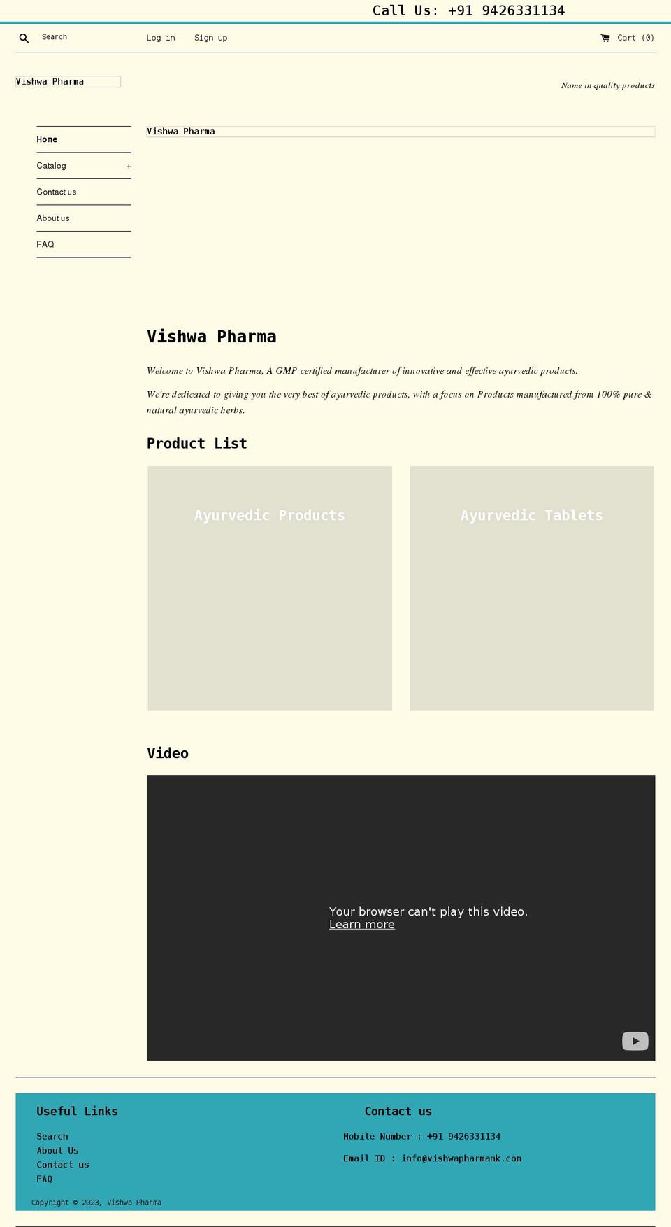 vishwapharmank.com shopify website screenshot