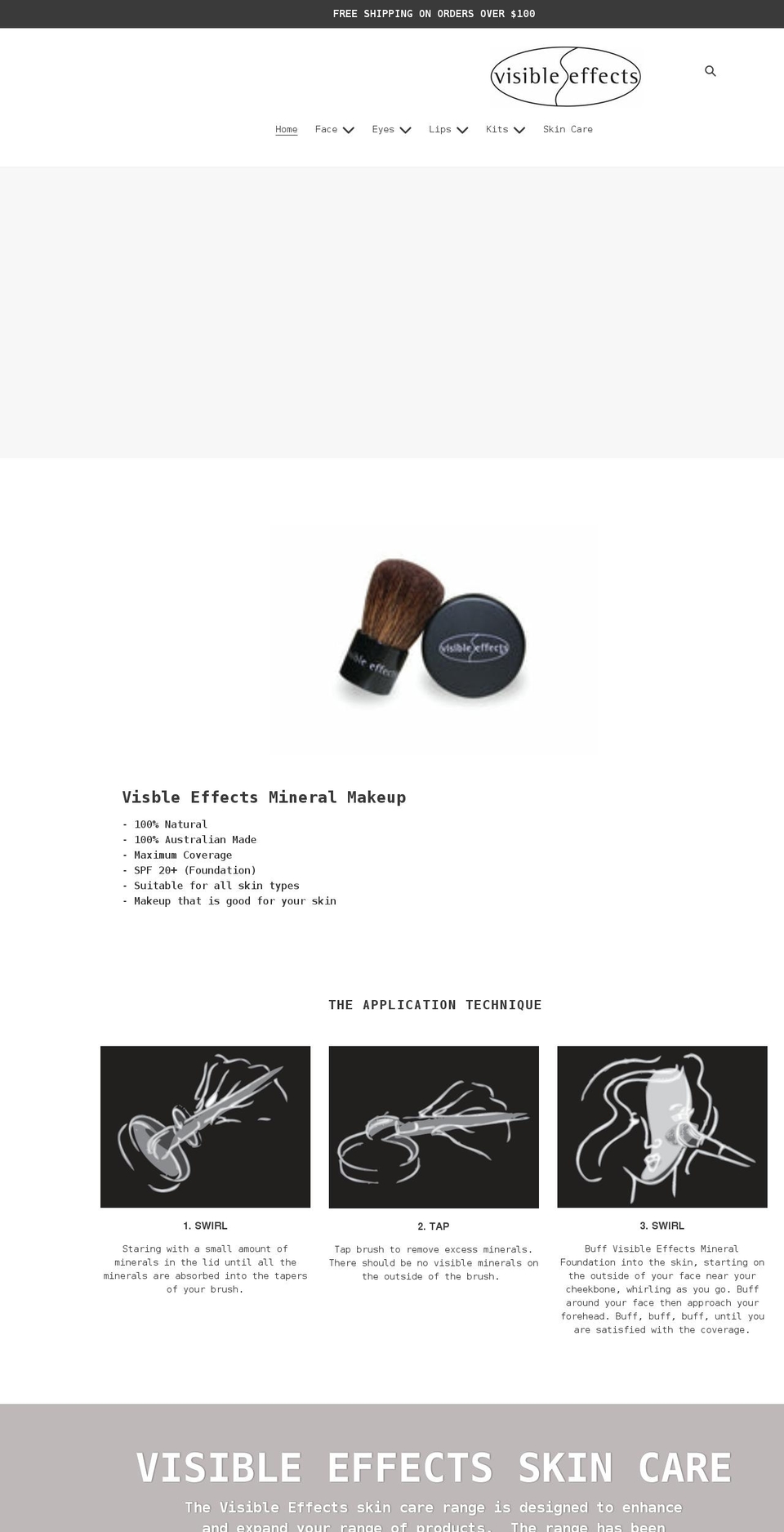 visibleeffectsmakeup.com.au shopify website screenshot