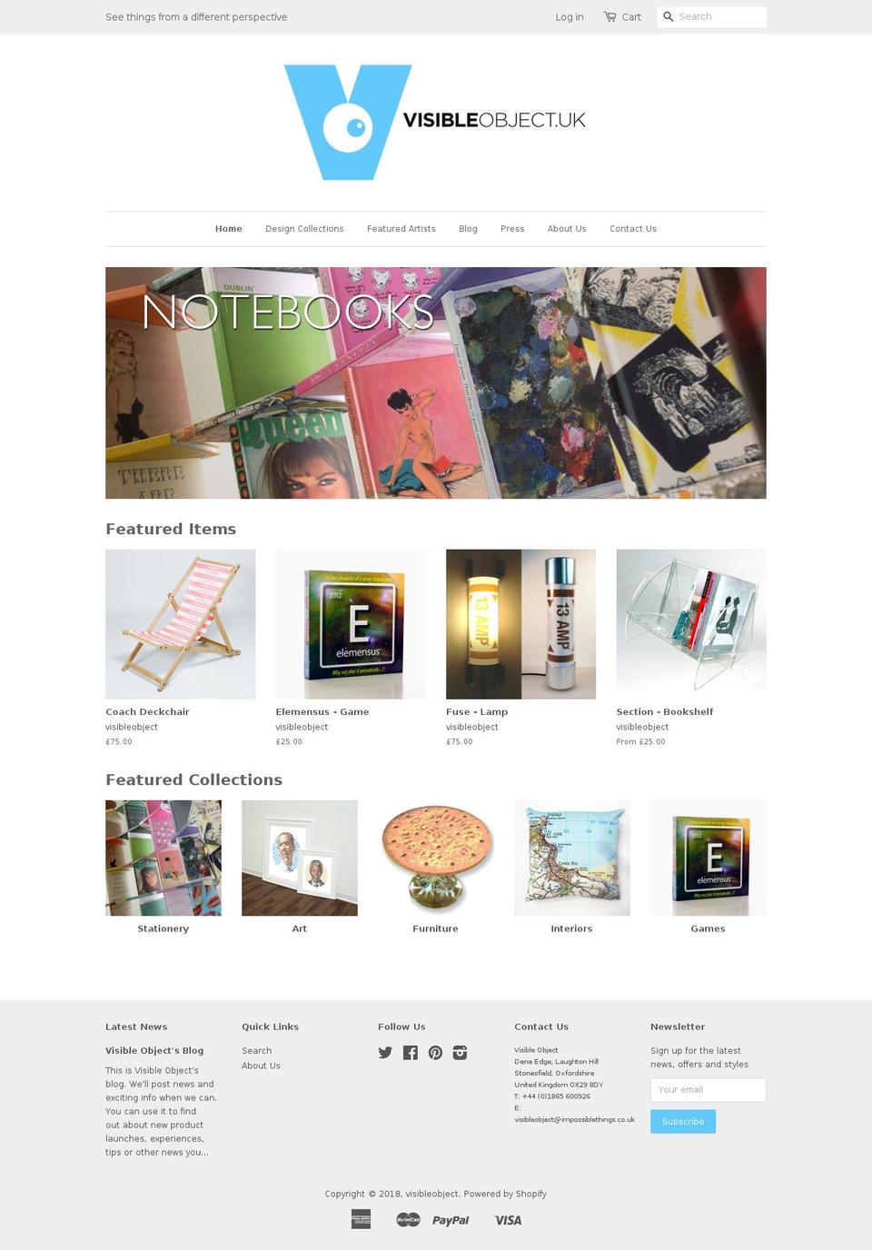 visibleobject.uk shopify website screenshot