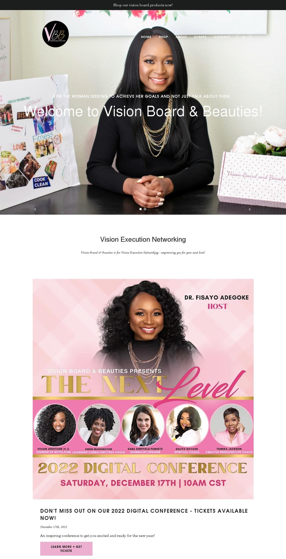 vision-board-beauties.myshopify.com shopify website screenshot