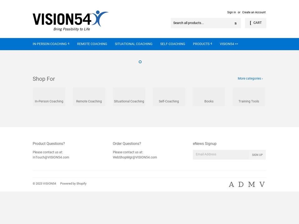 vision54.myshopify.com shopify website screenshot