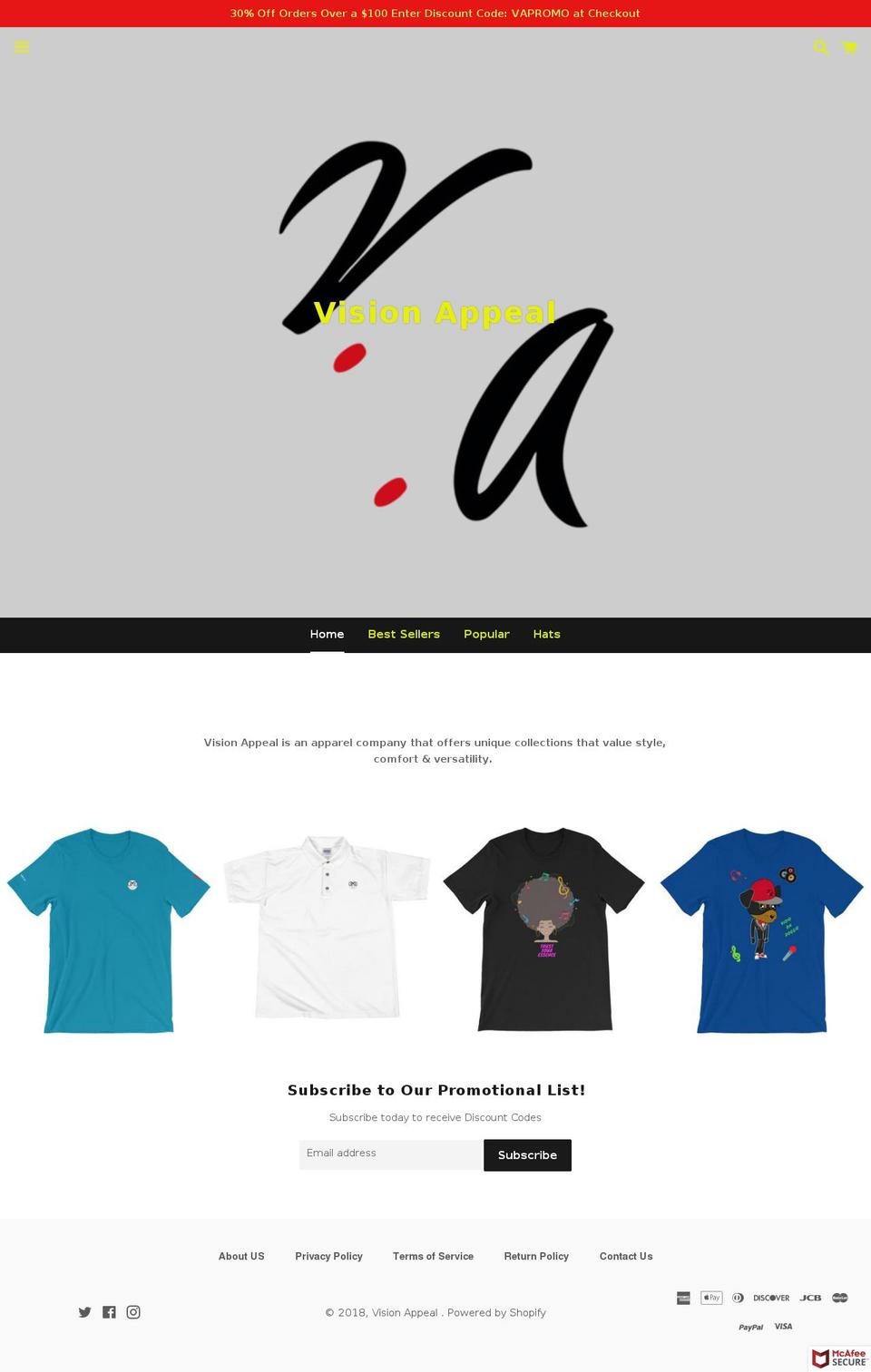 visionappeal.com — Shopify storefront screenshot