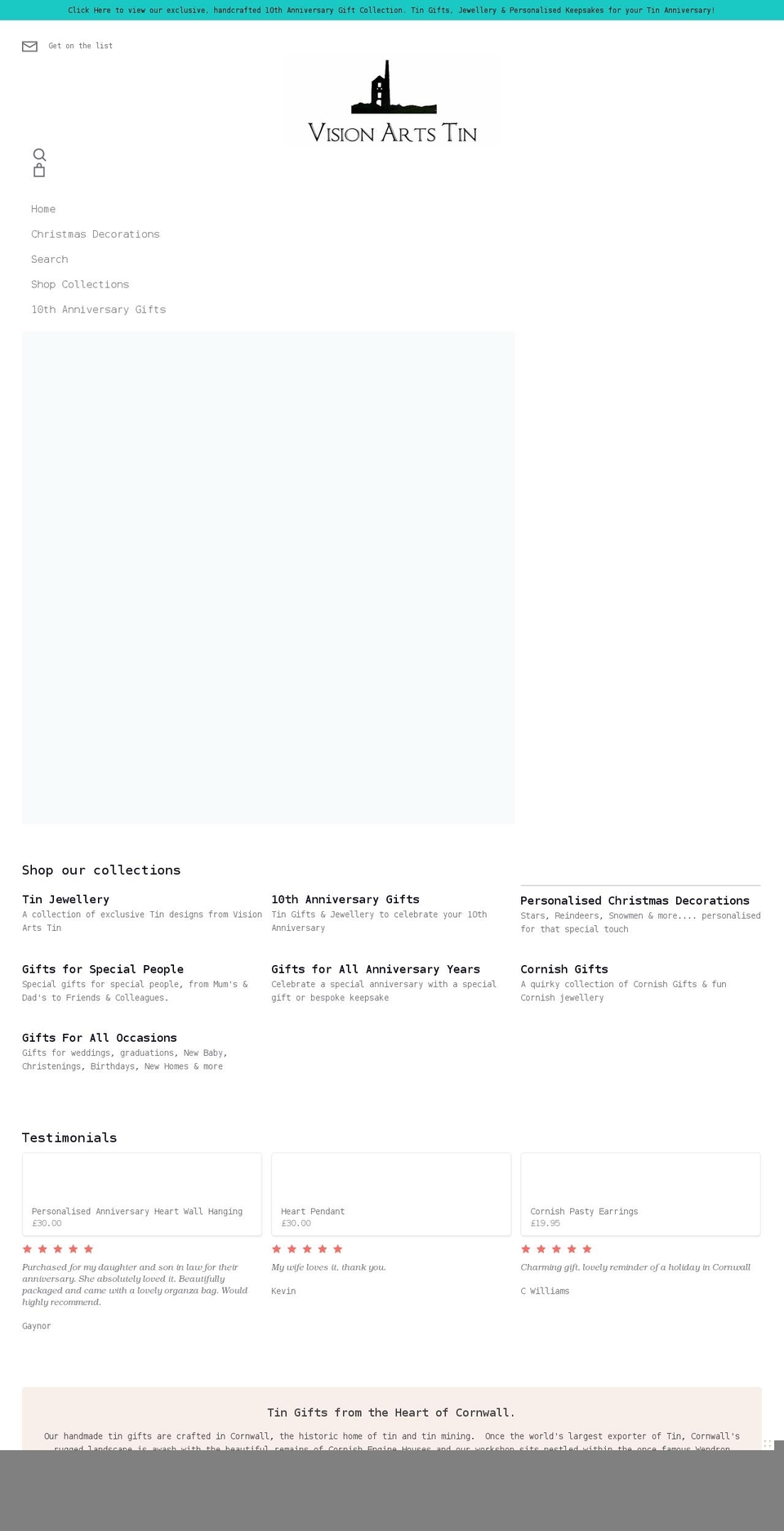 visionartstin.co.uk shopify website screenshot