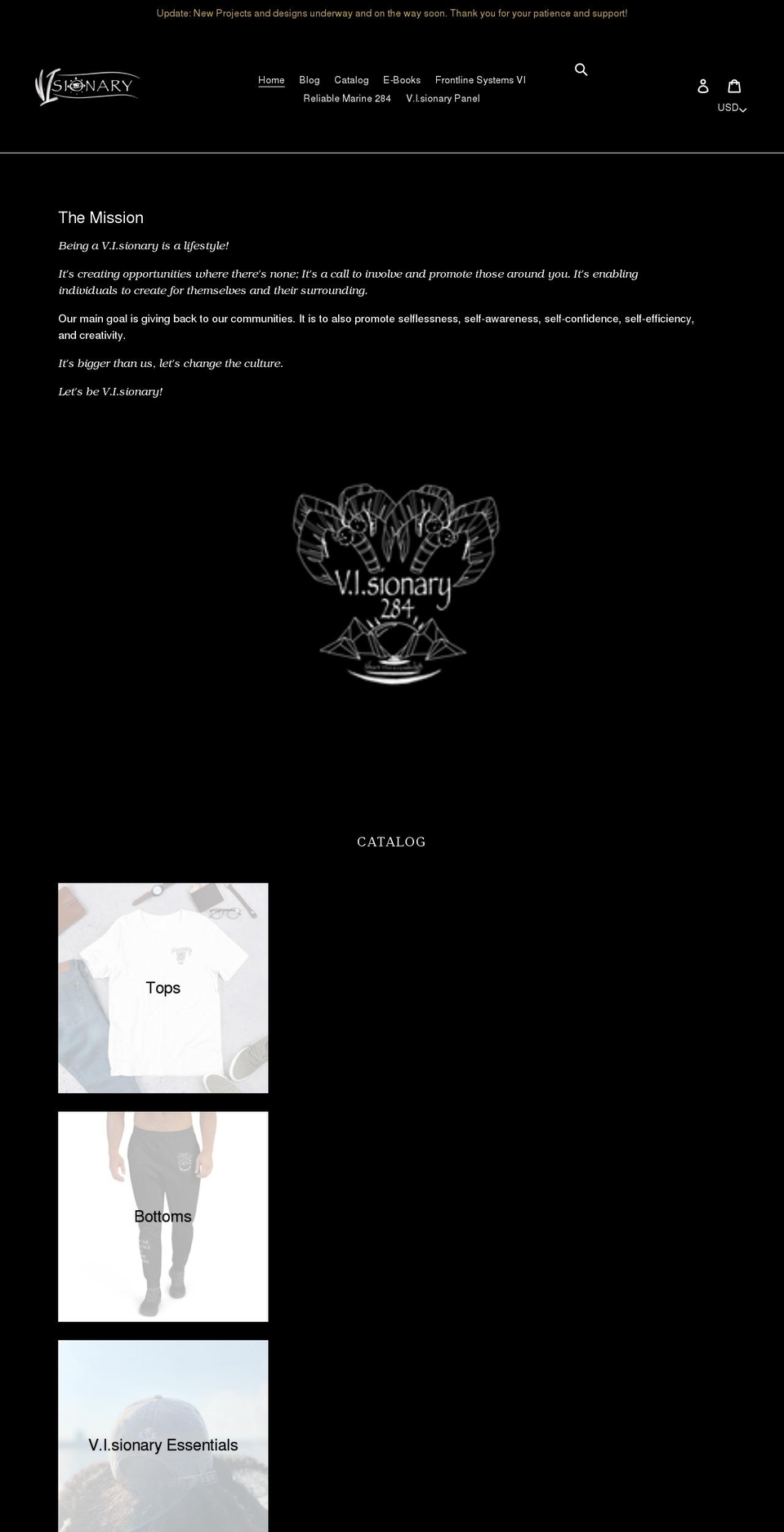visionary284.com shopify website screenshot