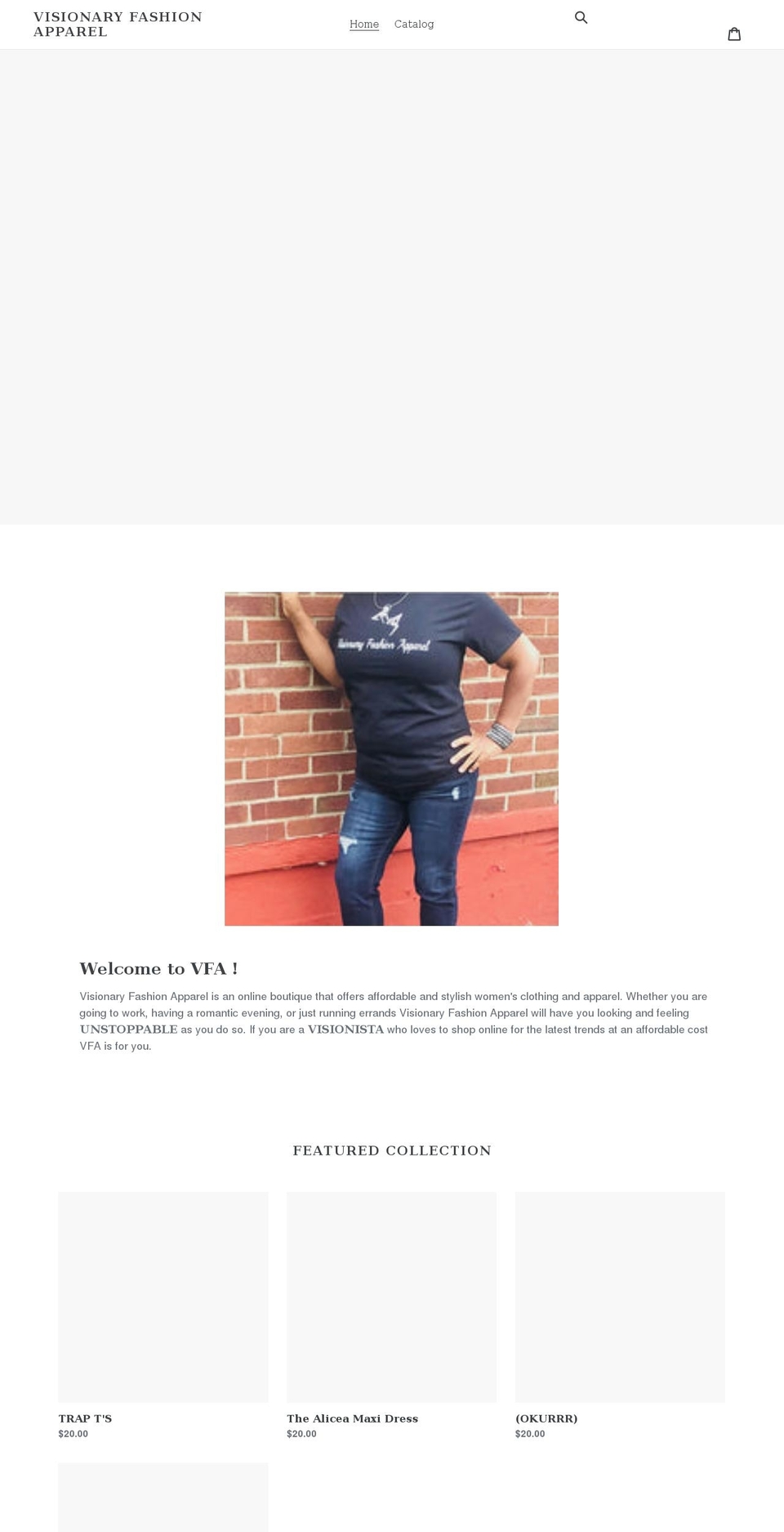 visionaryfashionapparel.com shopify website screenshot
