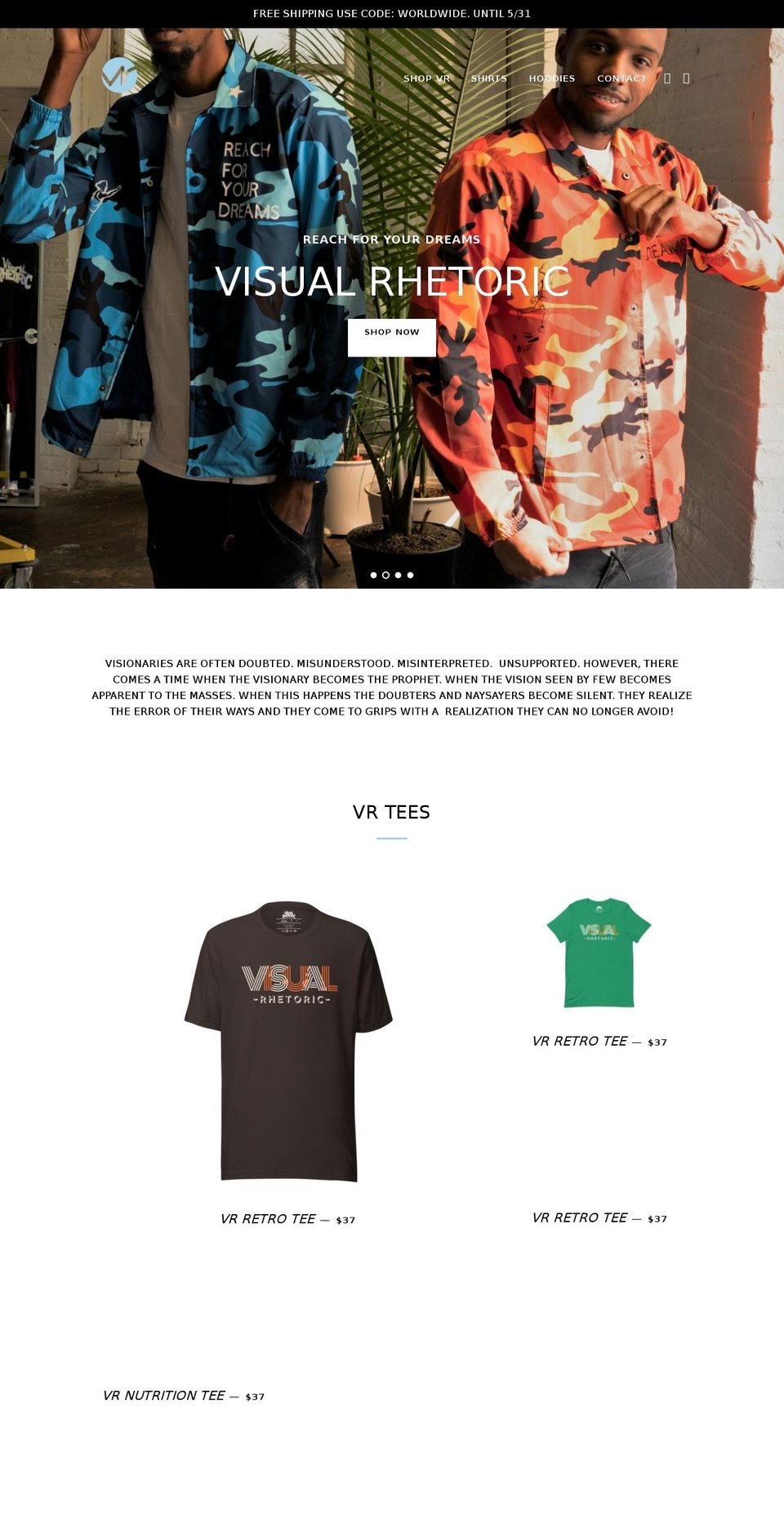 Baseline Shopify theme site example visionaryheadquarters.com