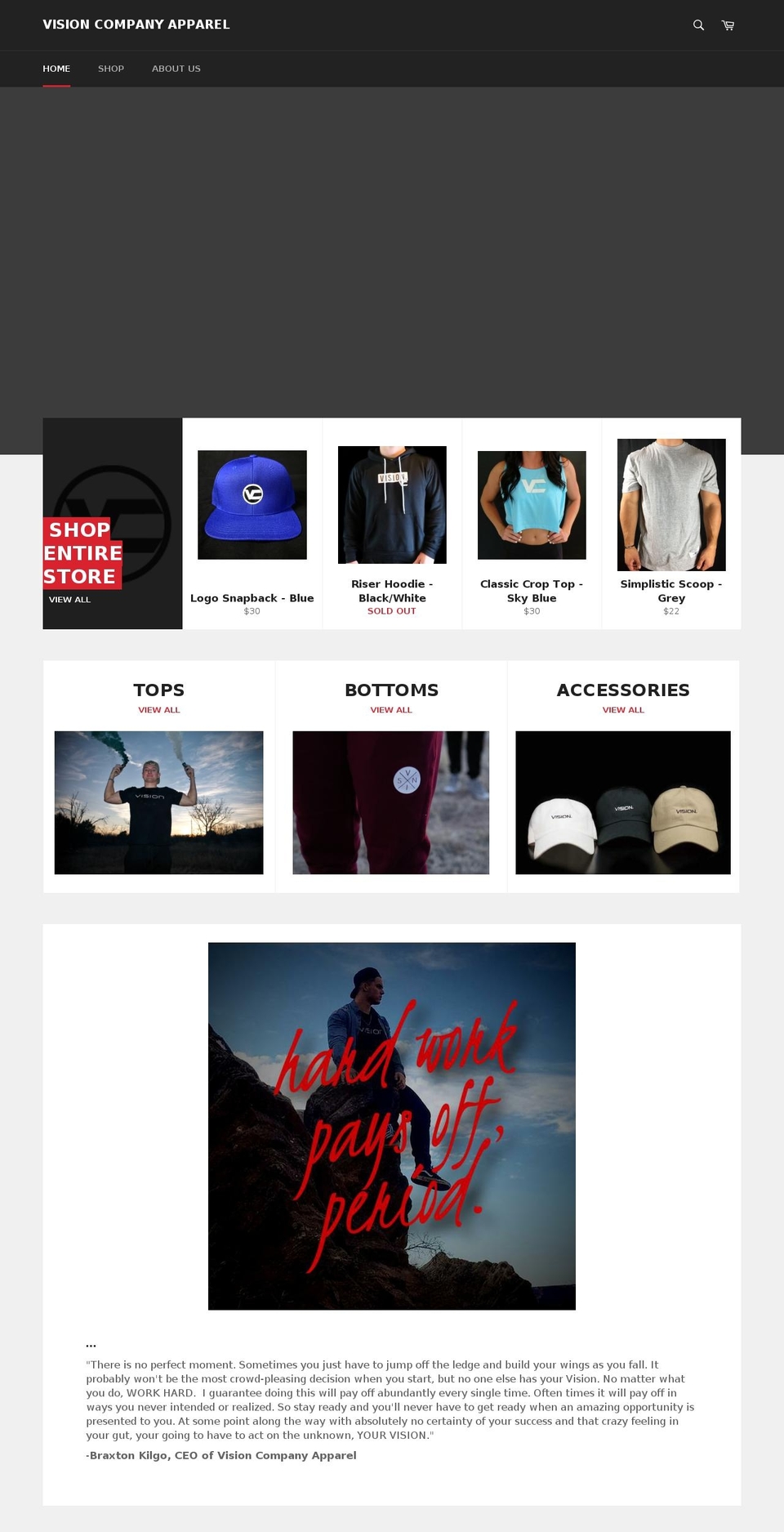 visioncompanyapparel.com shopify website screenshot