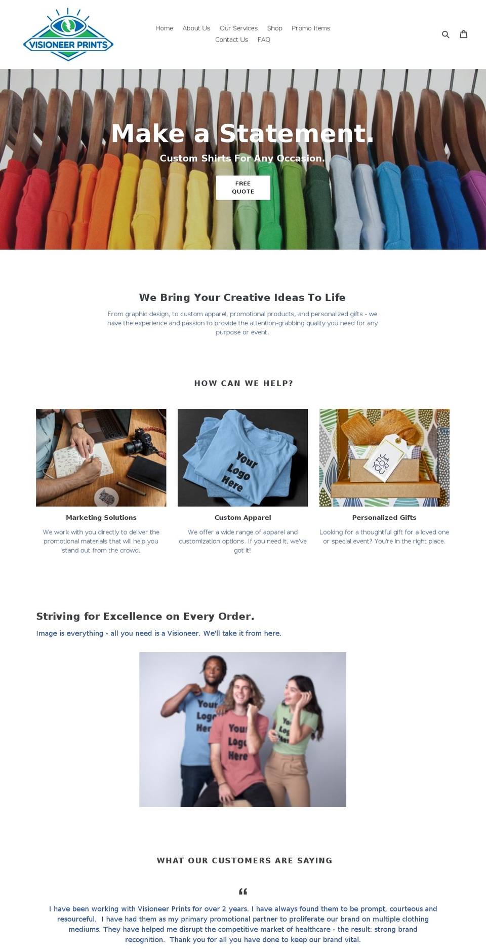 visioneerprints.com — Shopify storefront screenshot