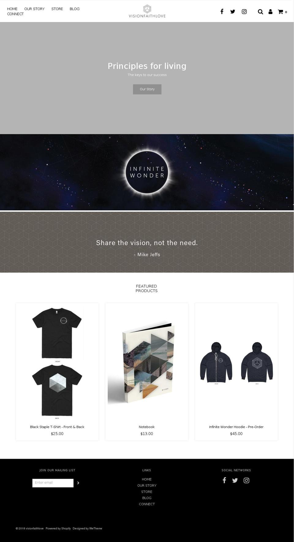 visionfaithlove.com — Shopify storefront screenshot