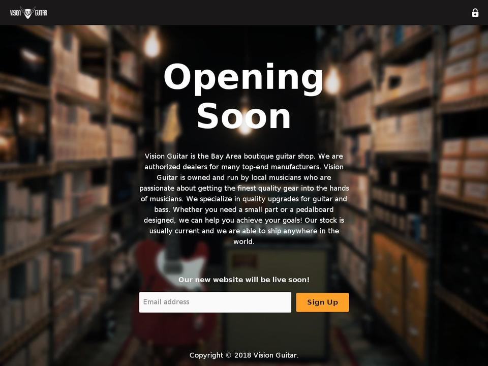 visionguitar.com shopify website screenshot