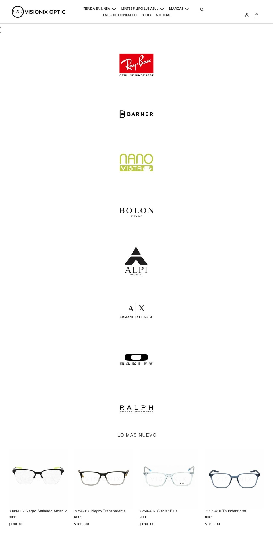 visionixoptic.com shopify website screenshot