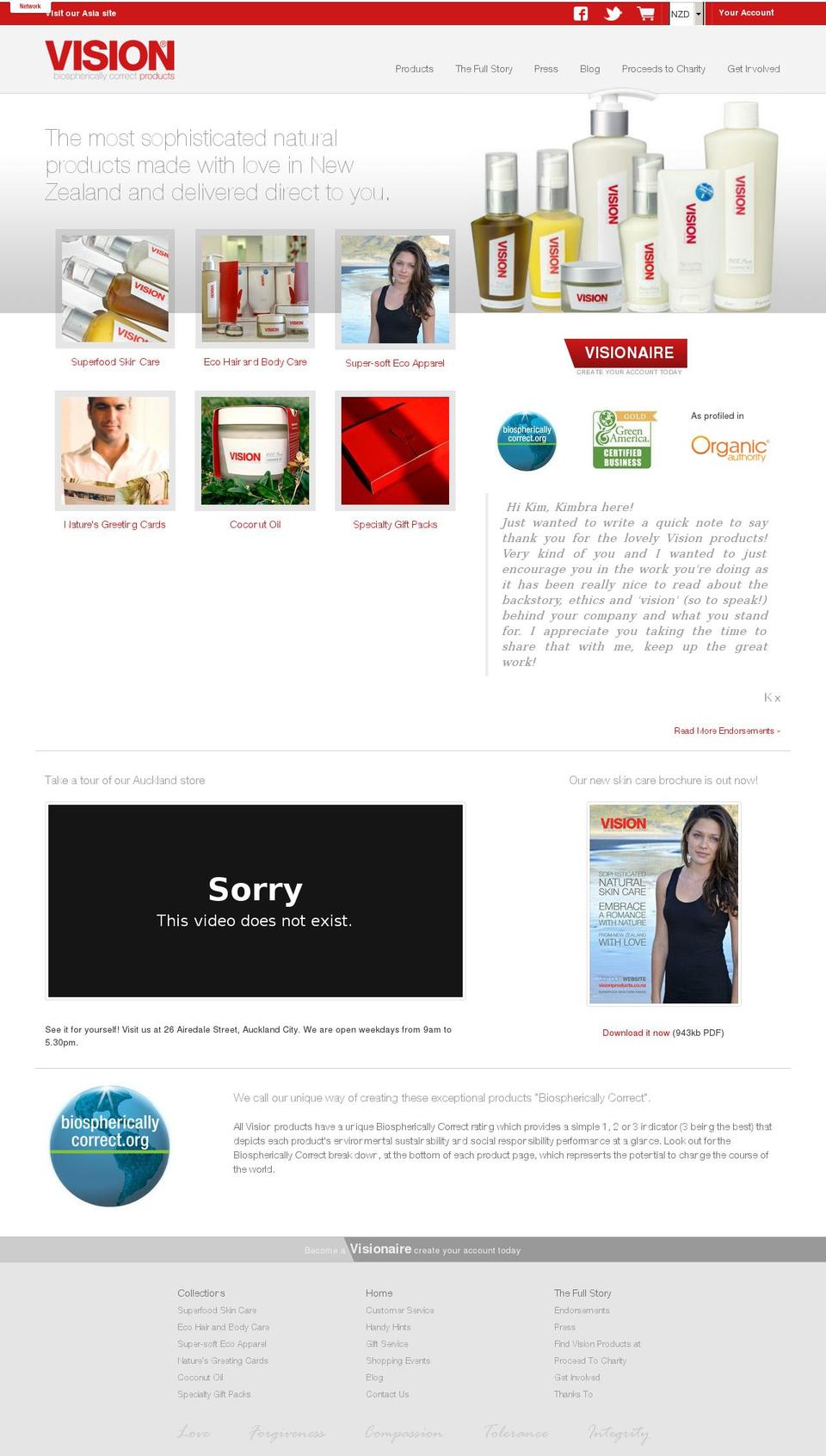 Vision Shopify theme site example visionproducts.co.nz