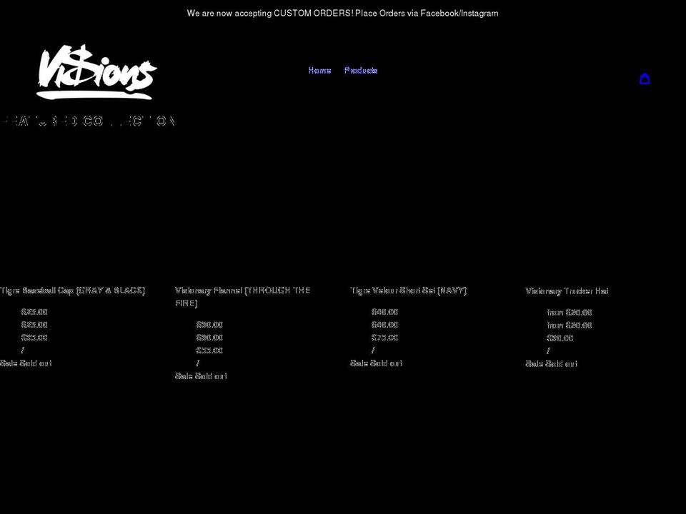 visionsclothingco.com shopify website screenshot