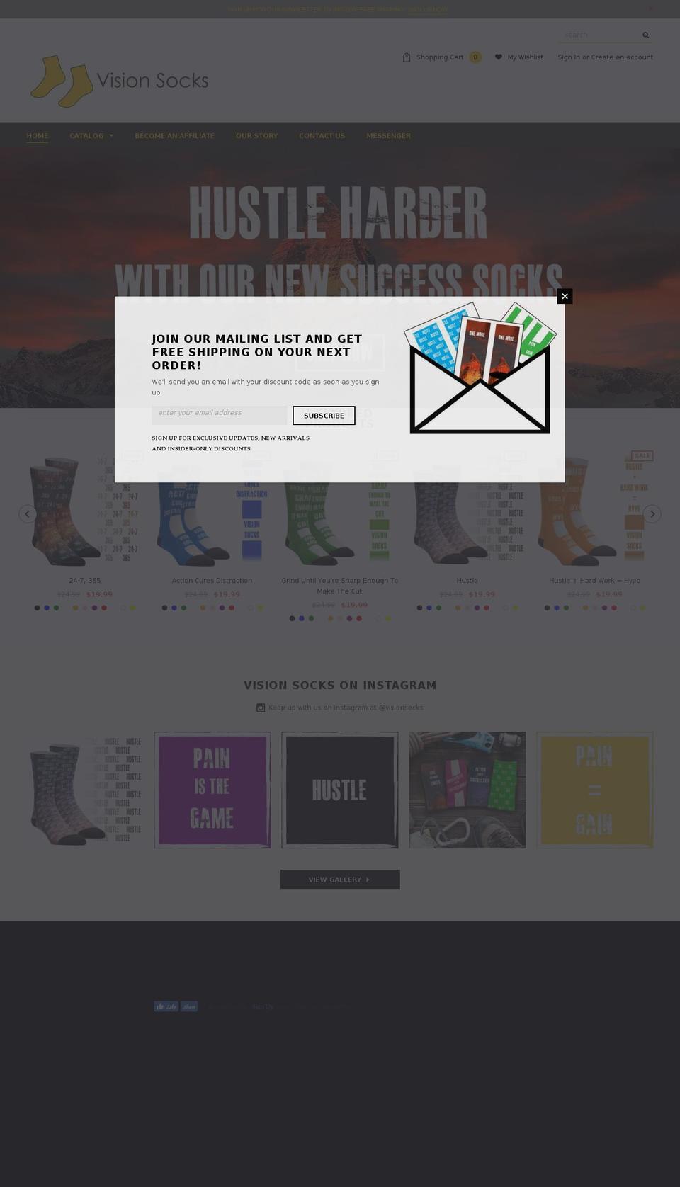 visionsocks.net shopify website screenshot