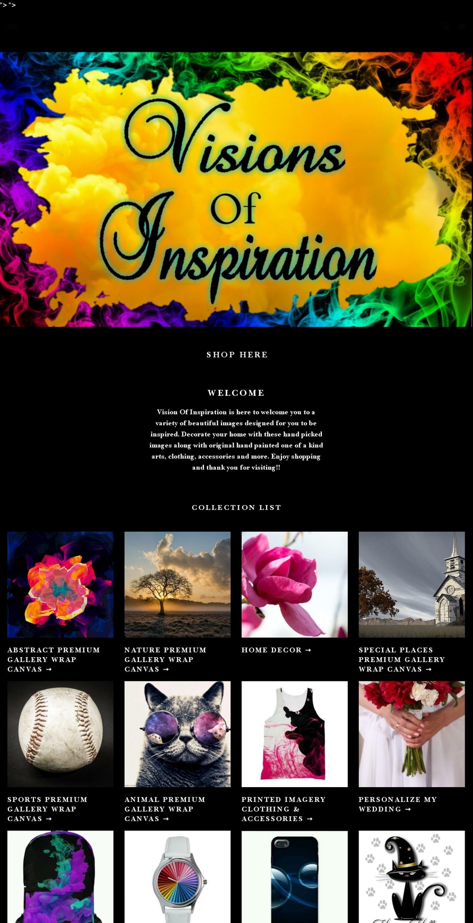 visionsofinspiration.com — Shopify storefront screenshot