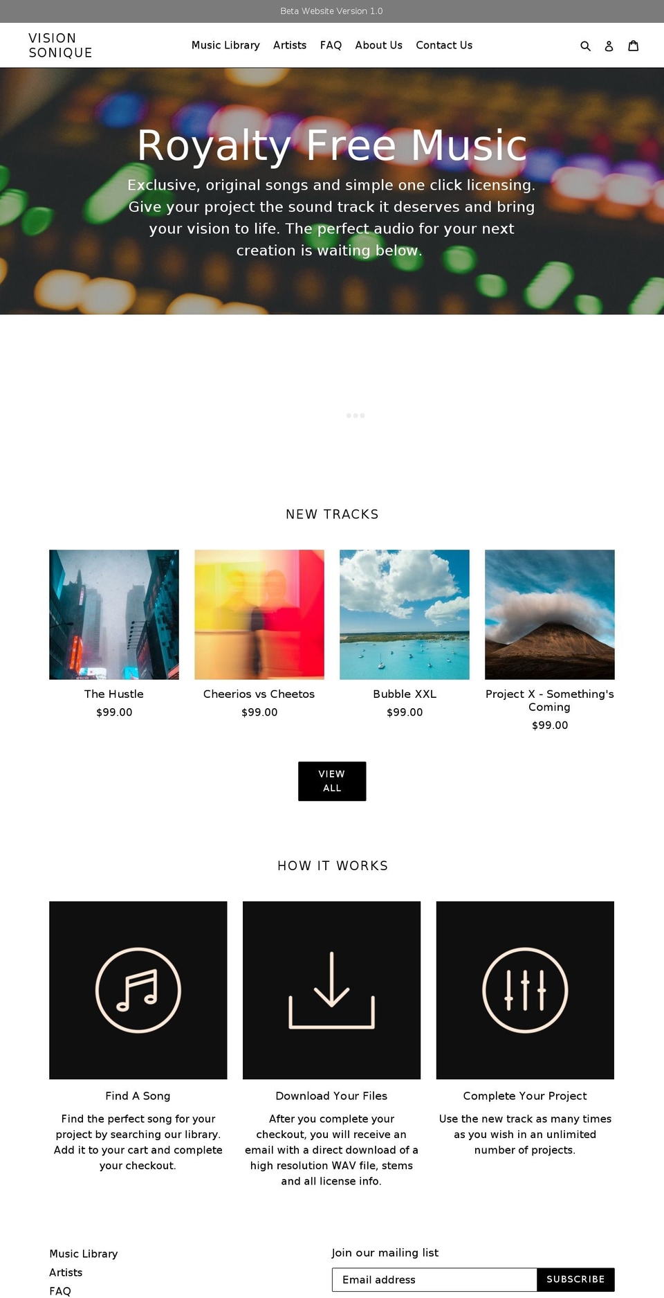 visionsonique.com — Shopify storefront screenshot