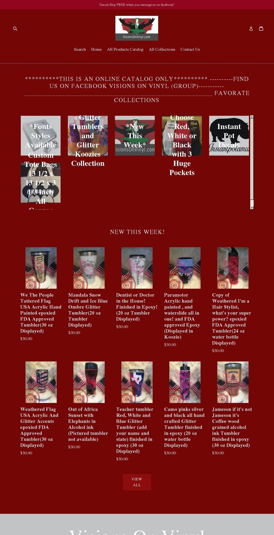 visionsonvinyl.com — Shopify storefront screenshot