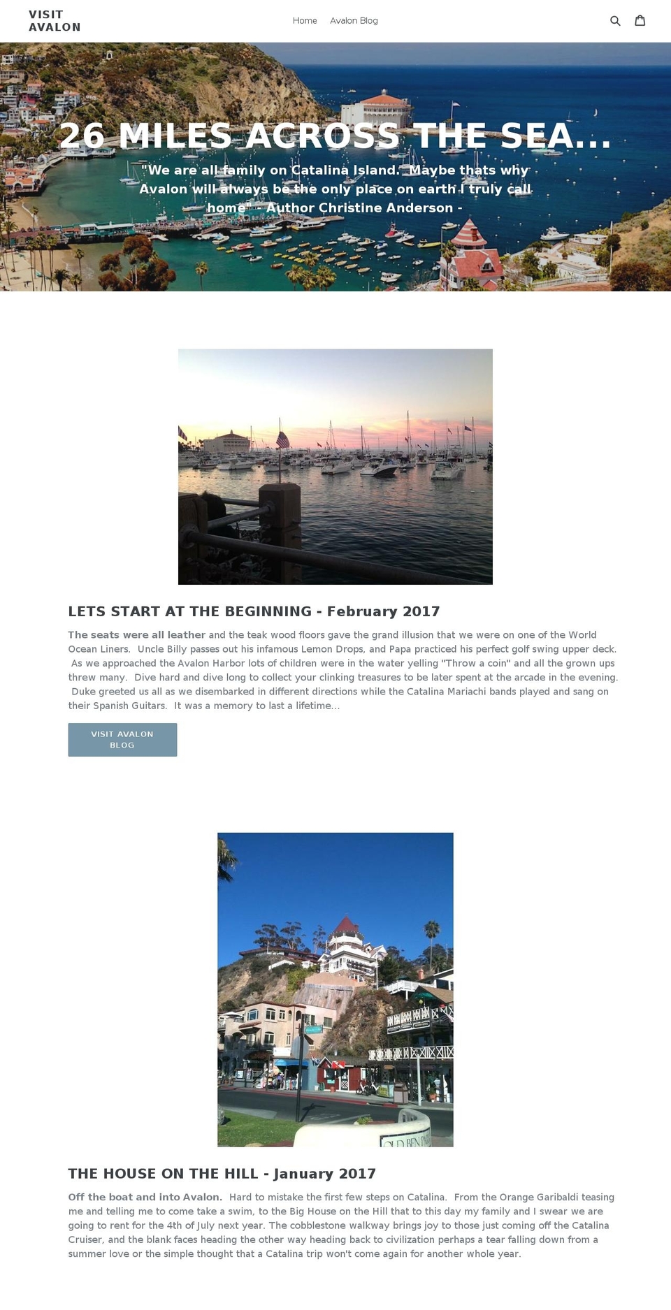 visitavalon.org shopify website screenshot