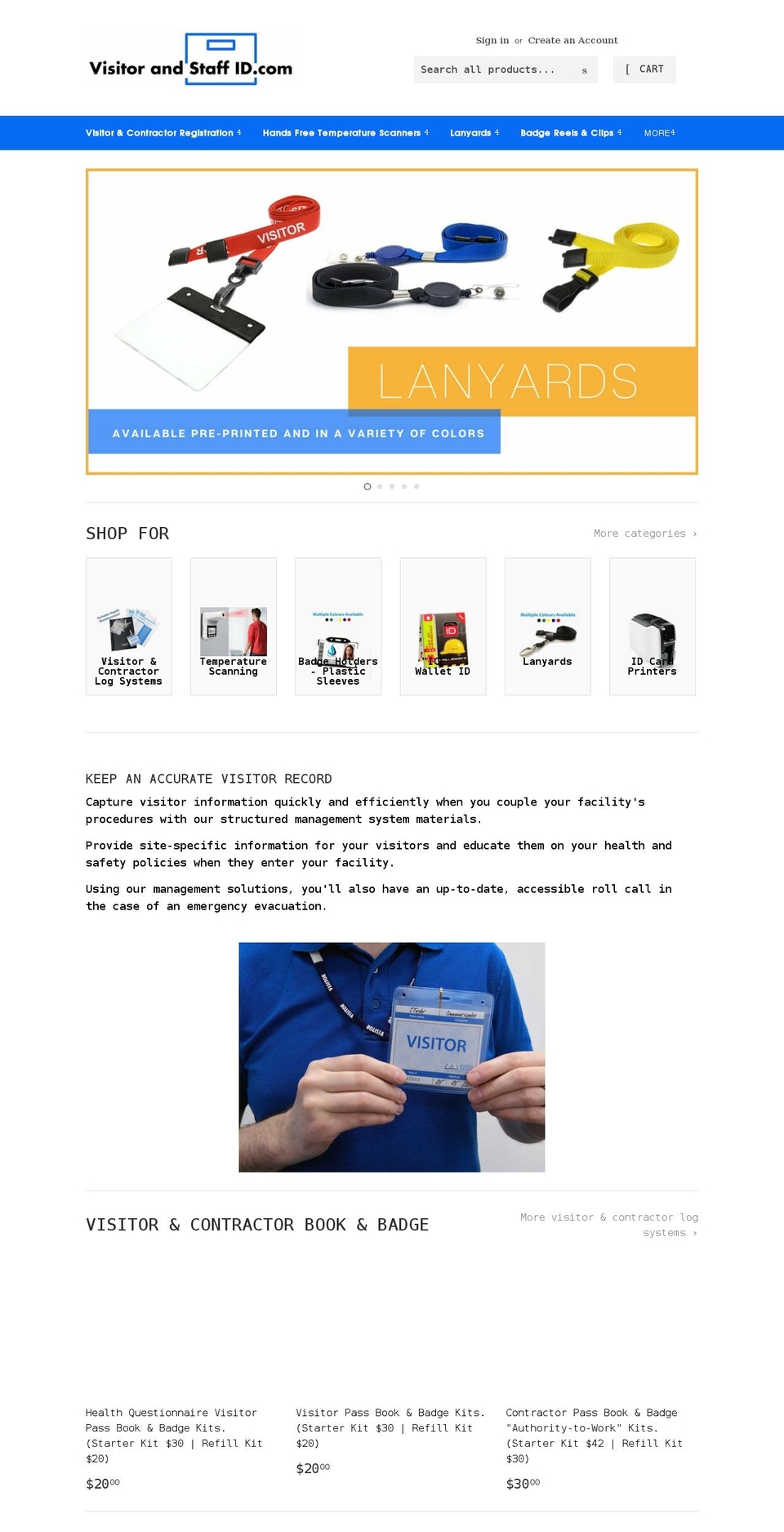 visitorandstaffid.com shopify website screenshot