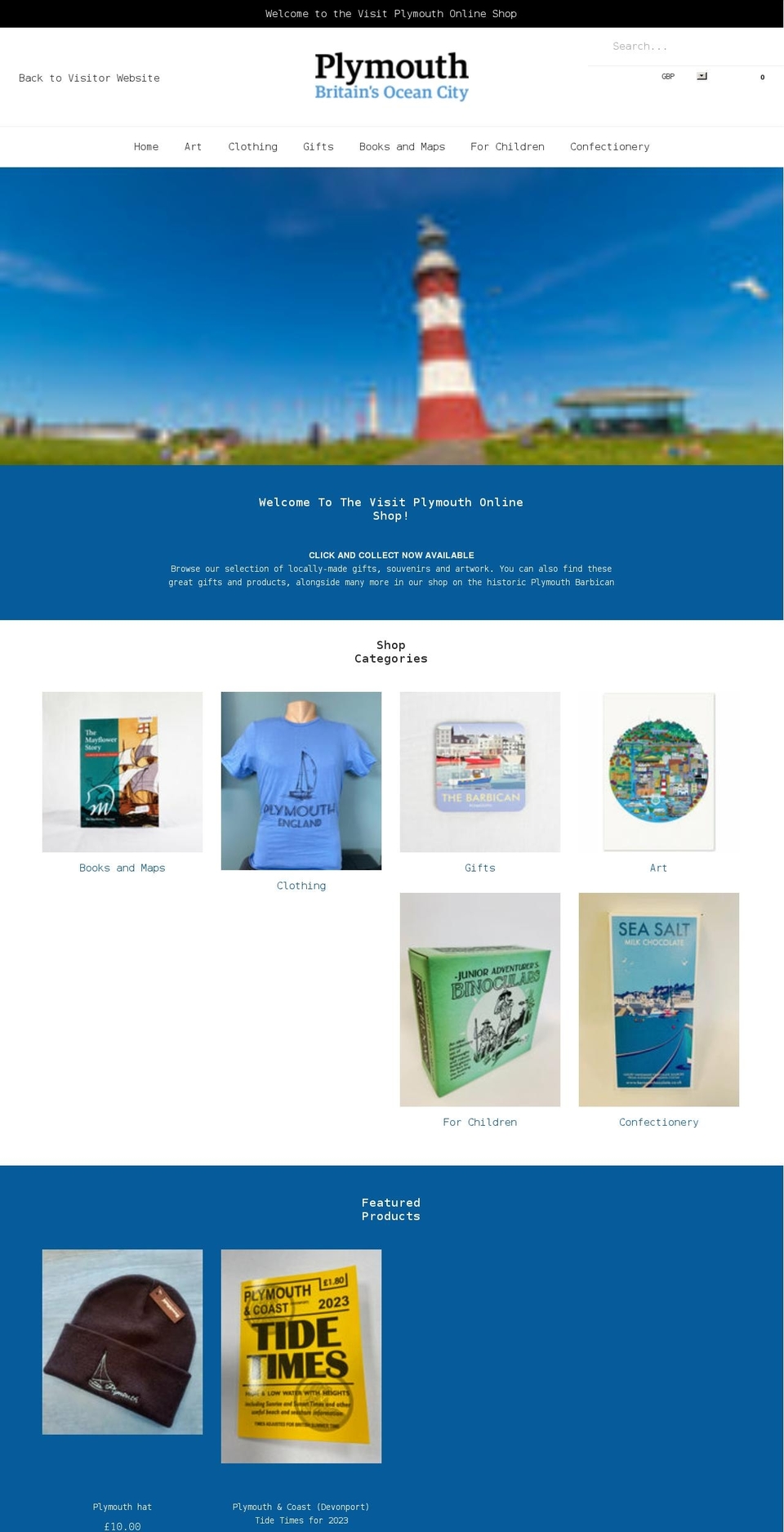 visitplymouthshop.co.uk shopify website screenshot