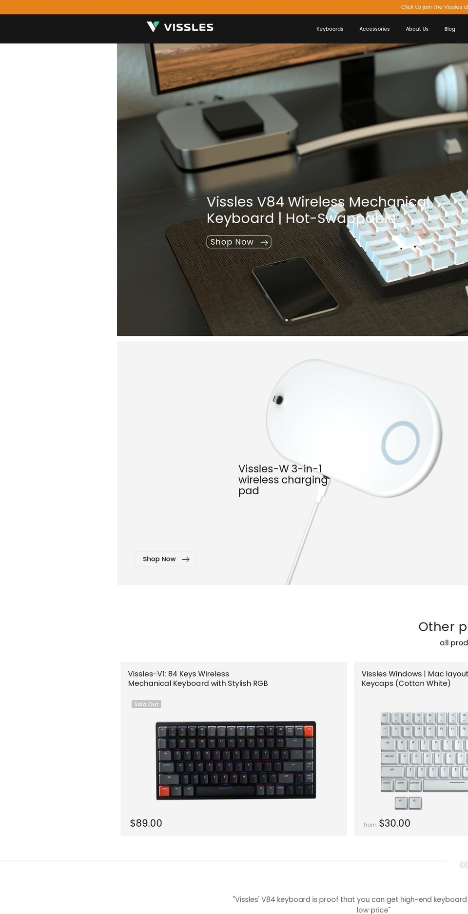vissles.com shopify website screenshot