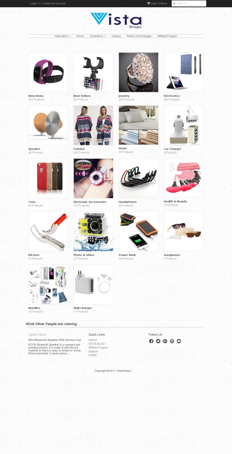 vistashops.com shopify website screenshot