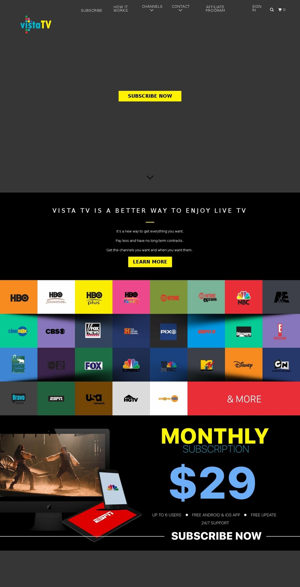 vistatv.com — Shopify storefront screenshot
