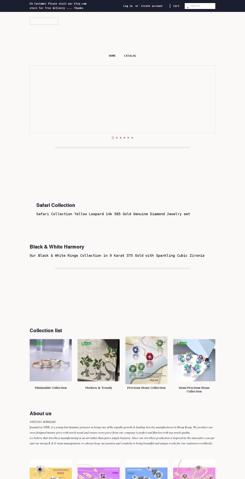 vistosojewelry.com shopify website screenshot