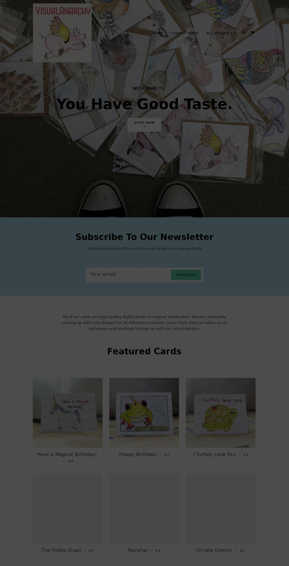 visualanarchy.com — Shopify storefront screenshot