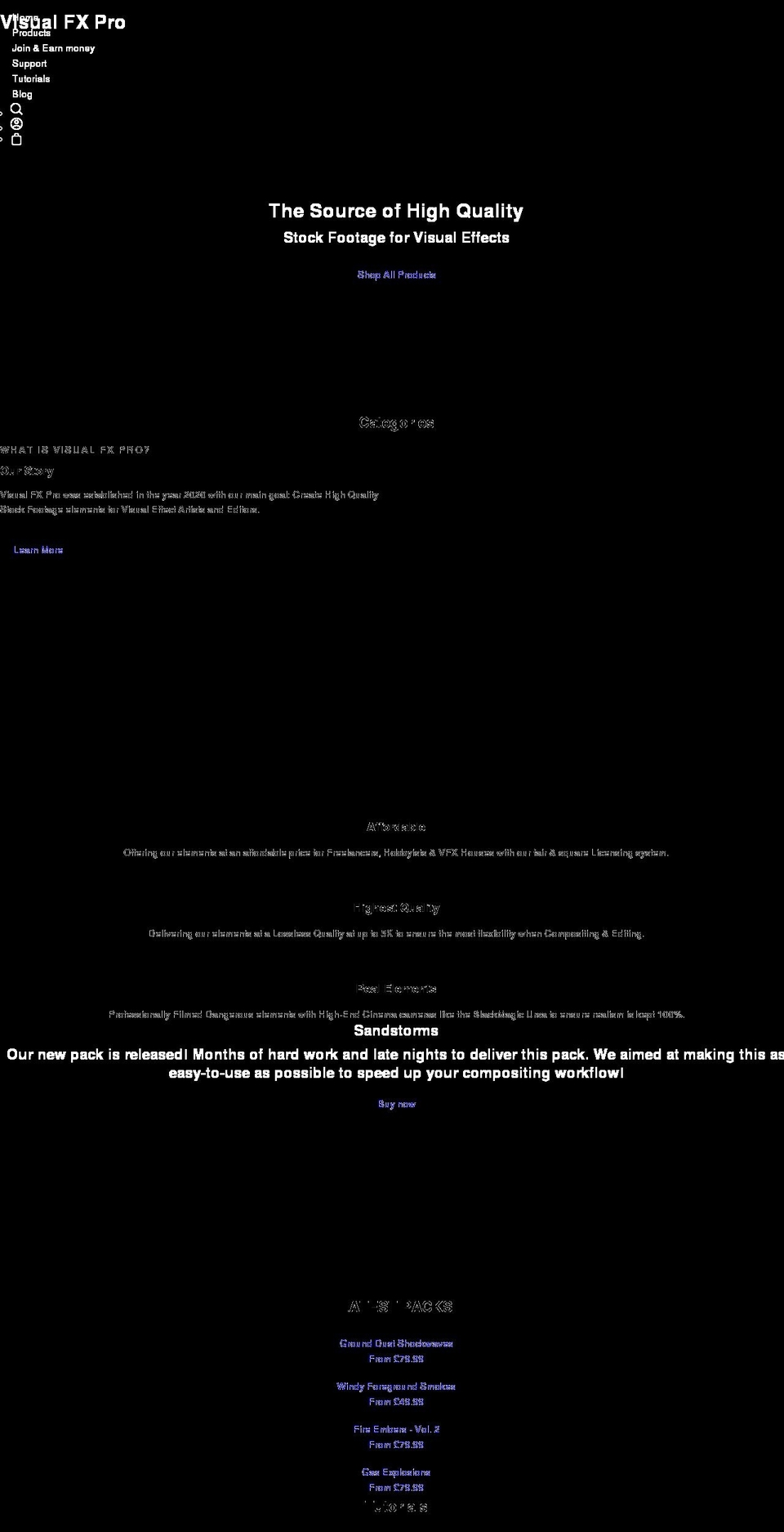 visualfxpro.com shopify website screenshot