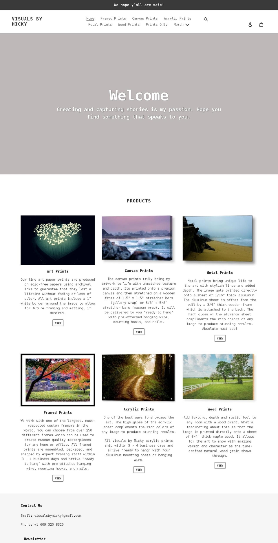 visualsbymicky.com shopify website screenshot